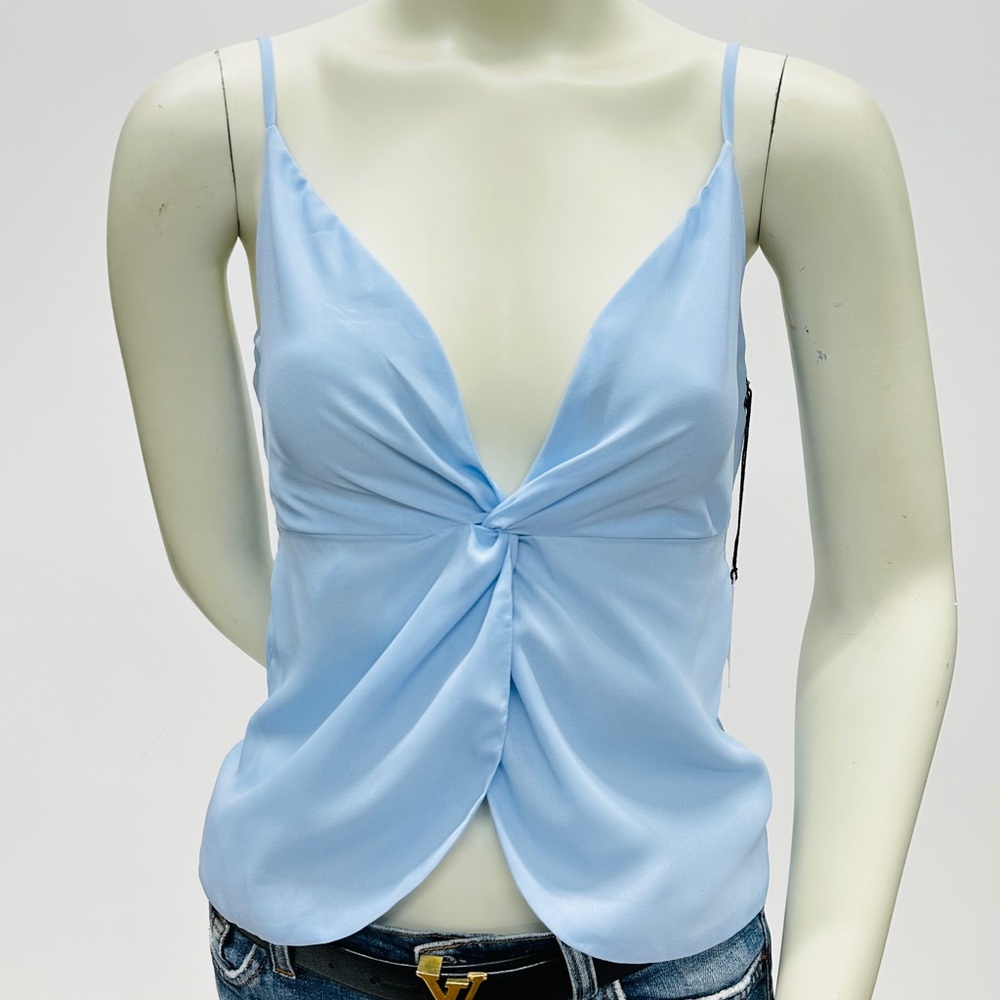 by the way. Blue Sleeveless Tie Front Camisole